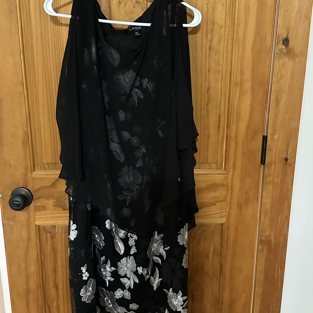 Elegant Black and Silver Floral Dress